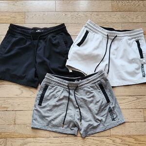 Hollister Men's Athletic Shorts - Black, White, Gray